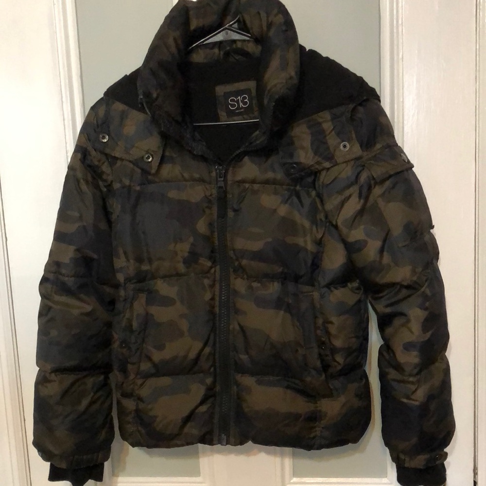 S13 Boys Camo Puffer coat